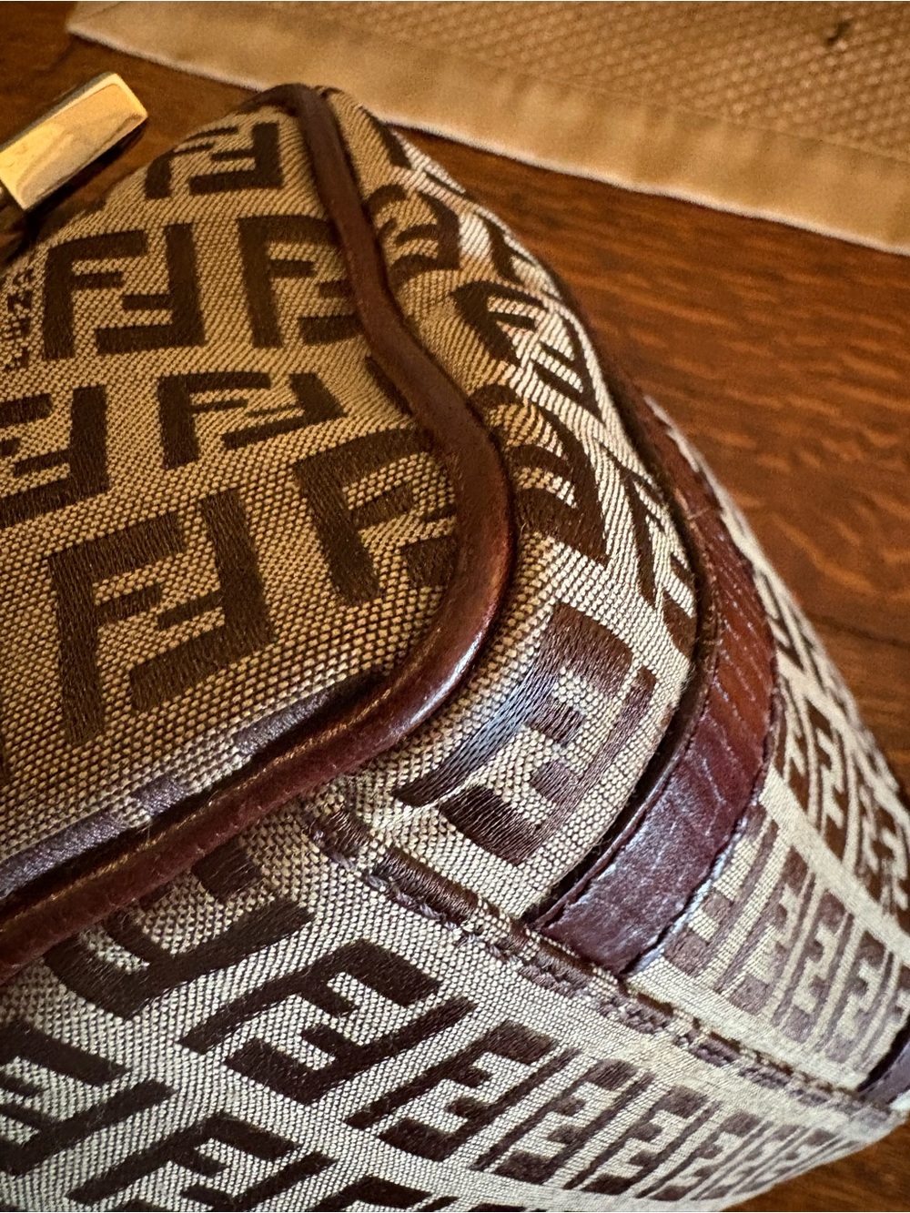 Fendi Small Zucchino Zucca Canvas Forever Bauletto Boston Bag Excellent - Picture 8 of 12